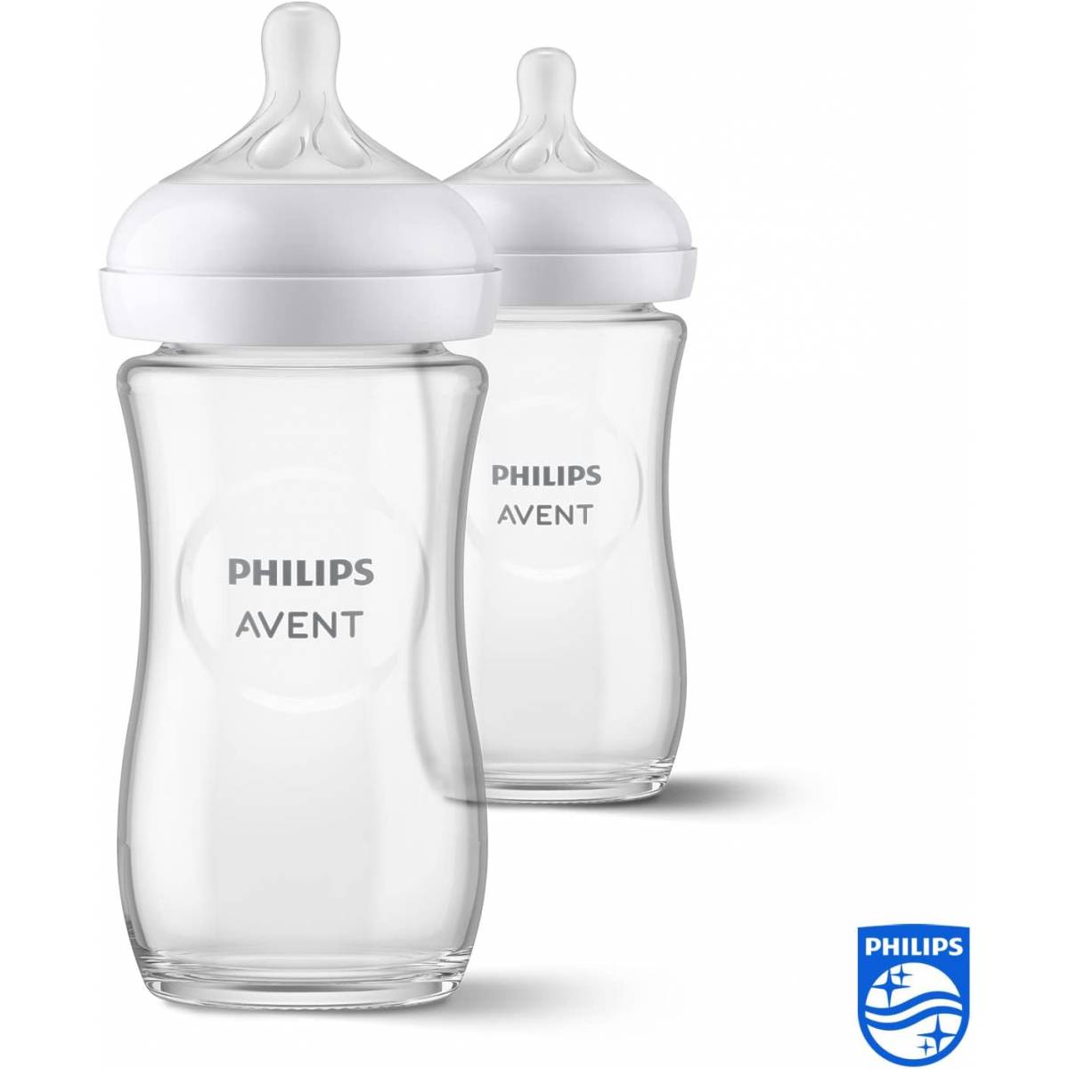 Philips Avent Lot de 2 biberons en verre à Réponse Naturelle – biberon de  240 ml, sans