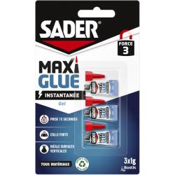 Sader Maxiglue Gel Super Glue Universelle 3 Tubes de 1 g