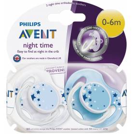 Philips AVENT - Set van 2 nachtfopspenen van 0-6 maanden