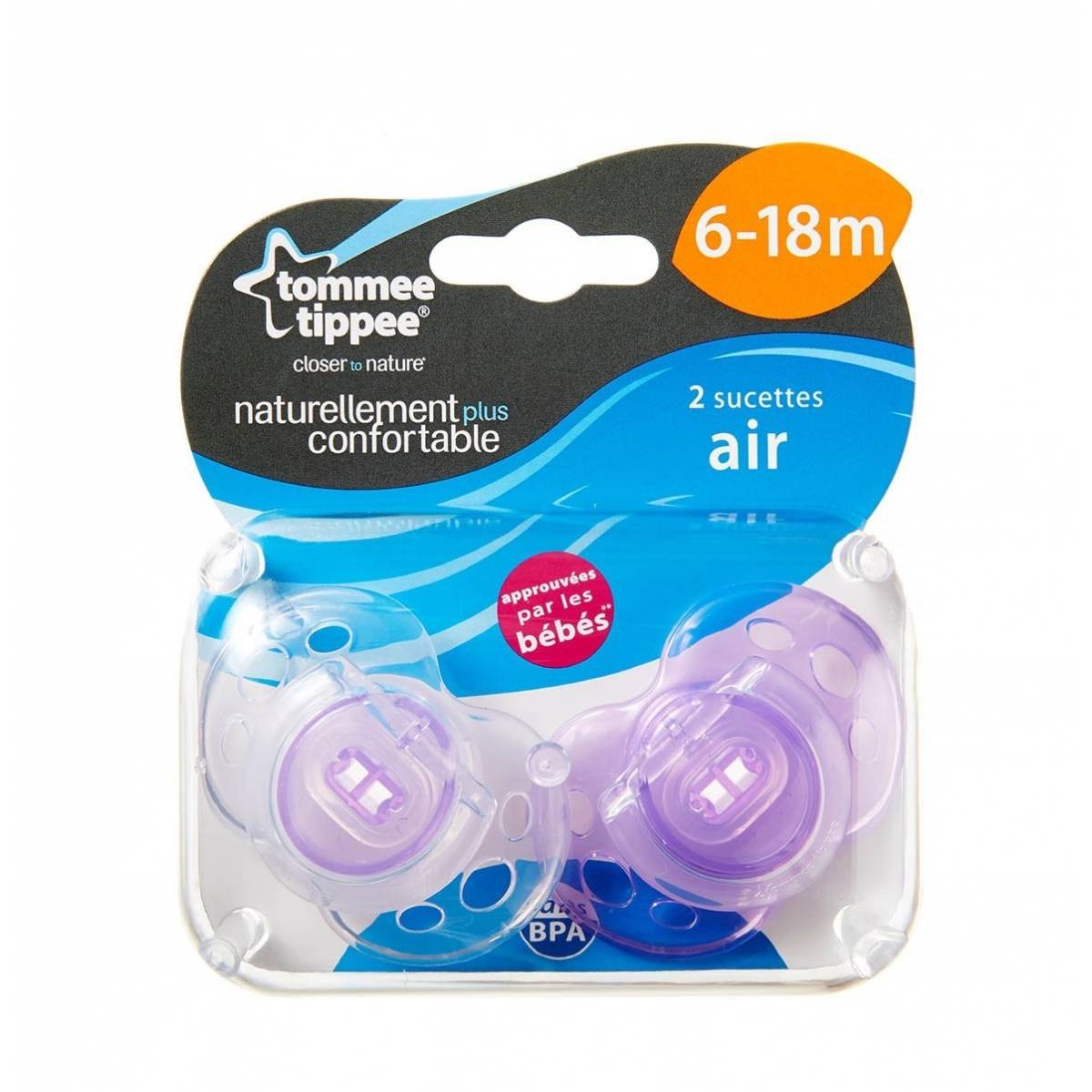 Tommee Tippee - Lot de 2 Sucettes Air - 6/18 mois