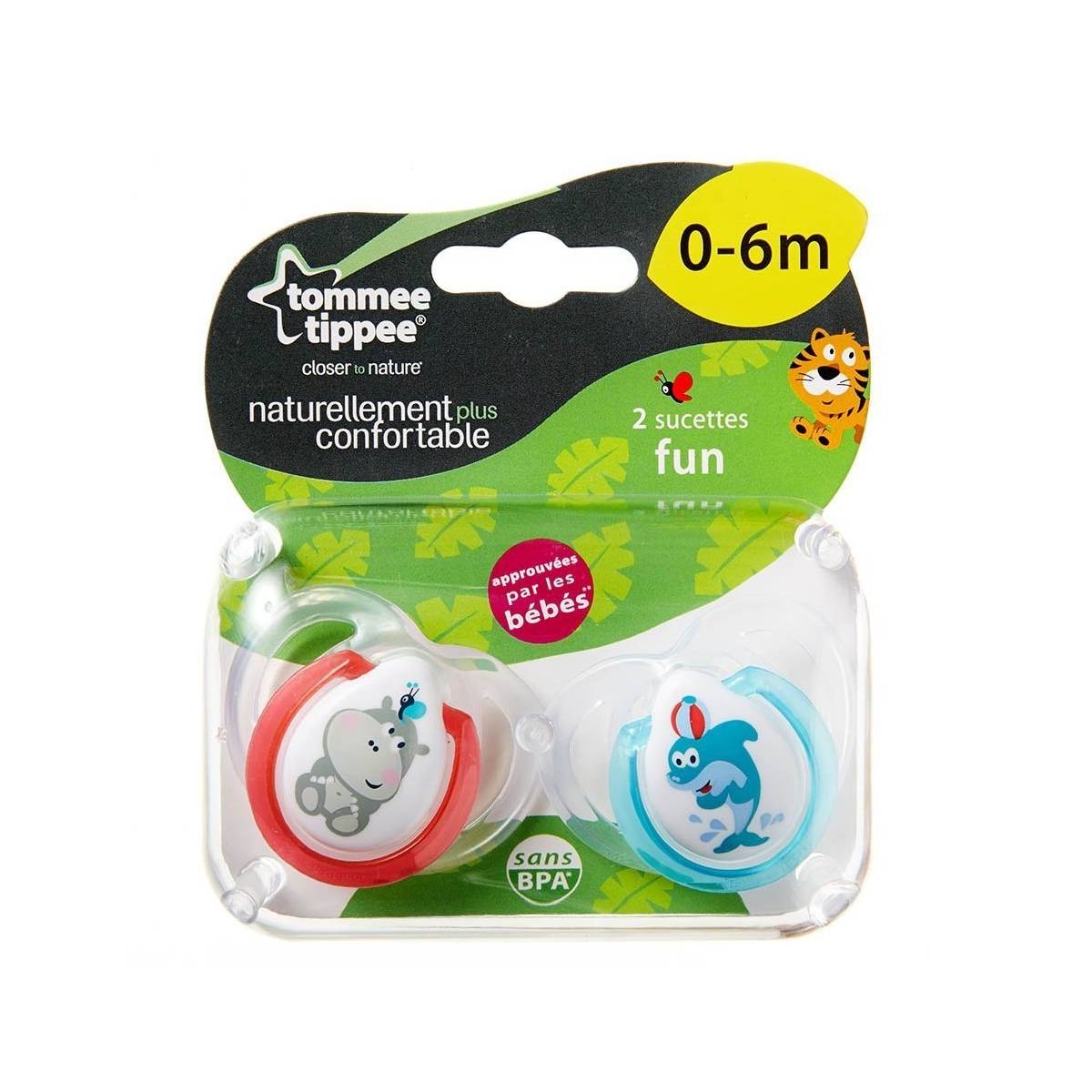 Tommee Tippee - Lot de 2 Sucettes Fun Style - 0/6 Mois
