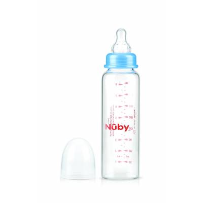 Nuby - Biberon en Verre avec Tétine Anti-Colique - 240 ml - 3 mois +