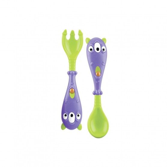 Nuby - Monster Learning Spoon and Fork - 6 m +