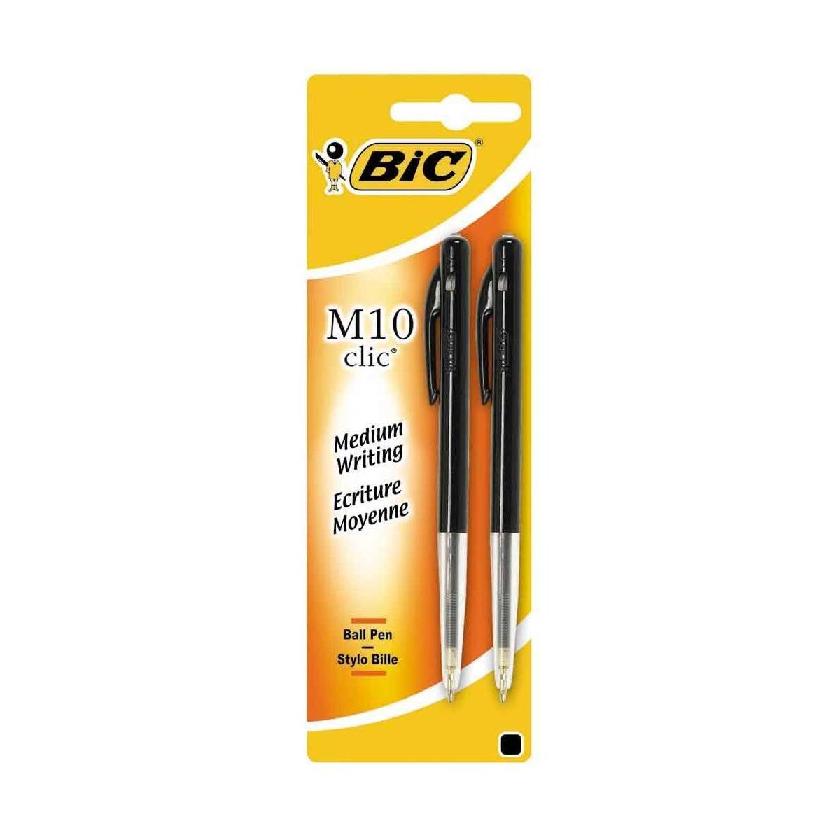 BIC - Lot of 2 M10 Clic Ballpoint Pens - Black