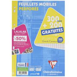 Clairefontaine - Paquet de 500 Feuillets Mobiles Perforés sous Etui Protecteur Cartonné - 21 x 29.7 cm